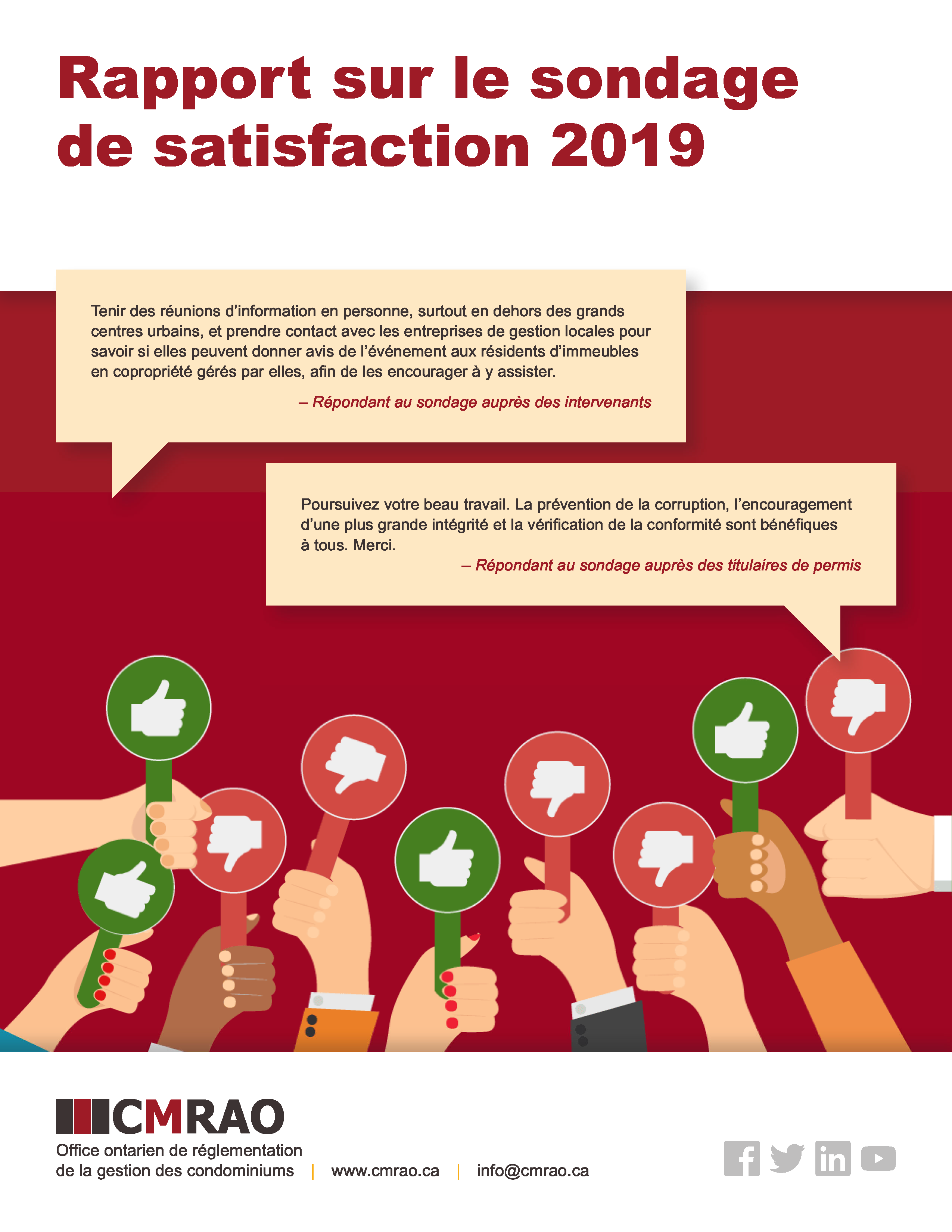 Rapport sur le sondage de satisfaction 2019